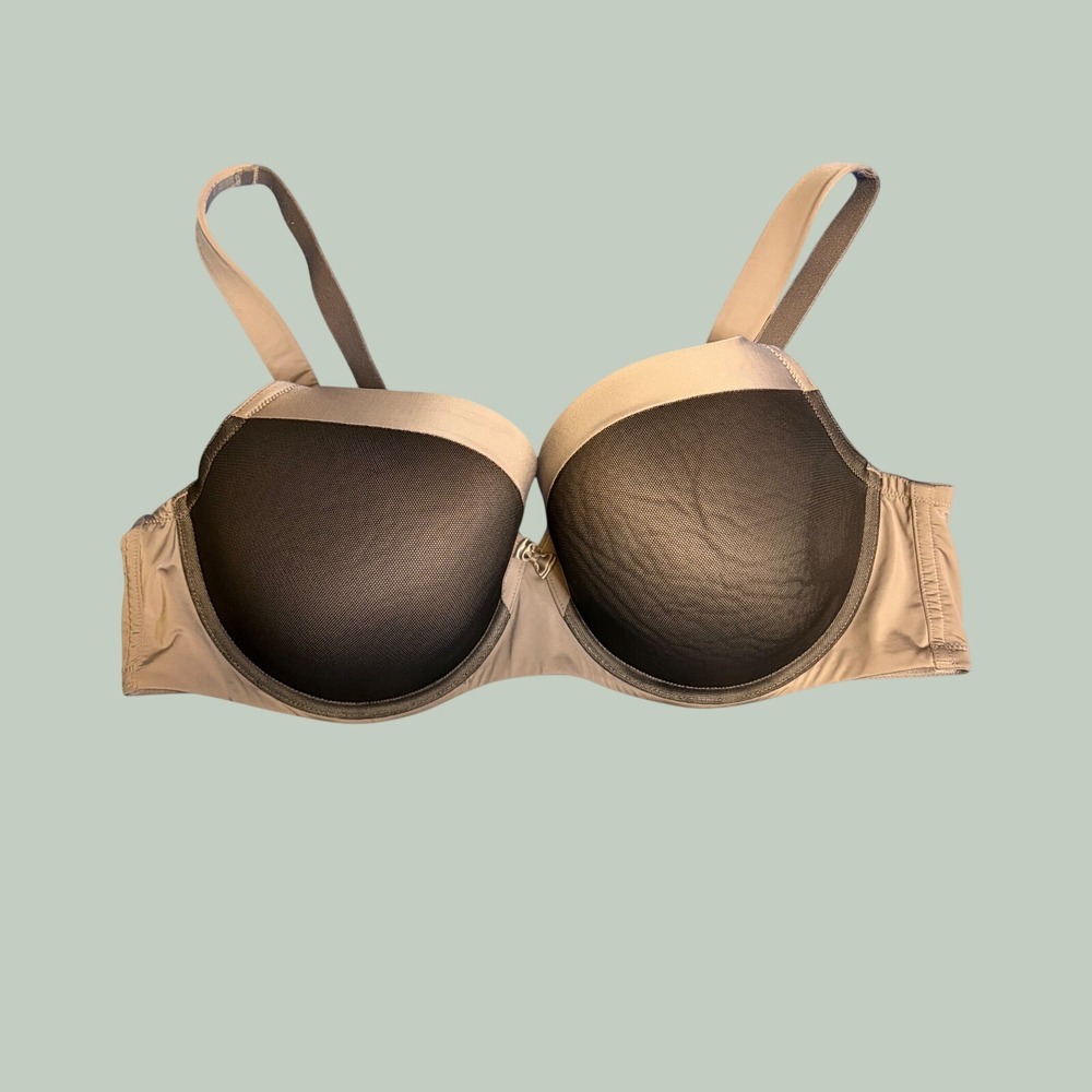 Torrid Balconette Bra Womens 42C Beige Black Mesh Overlay Adjustable Straps